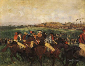エドガー・ドガ Painting - スタート前の紳士騎手 1862年 エドガー・ドガ